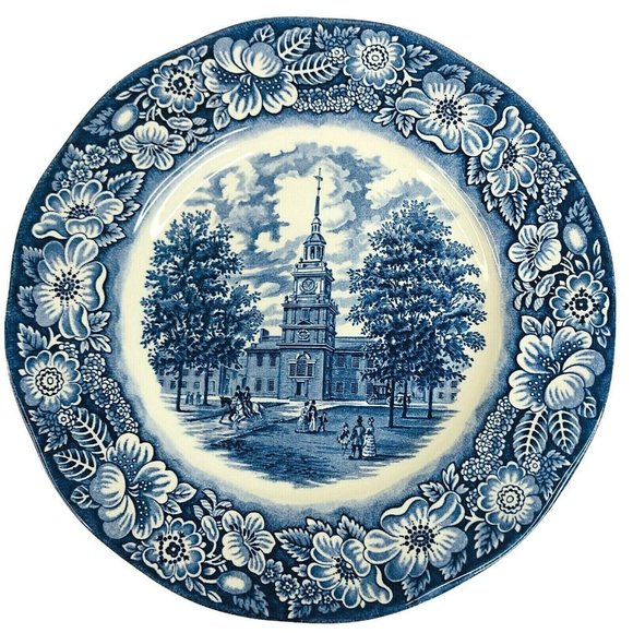 Staffordshire Liberty Blue Dinner Plate 9.75" Independence Hall Design England - Picture 1 of 5